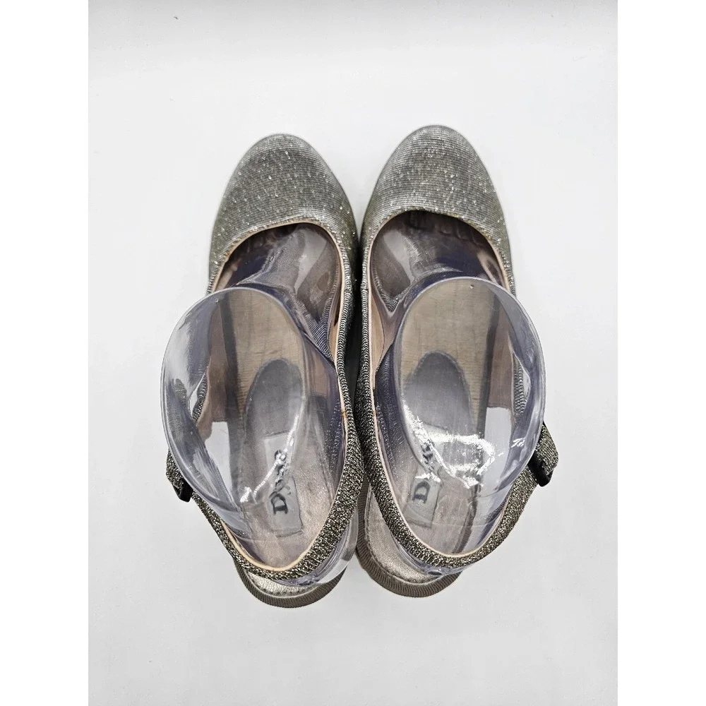 Dune London Karley‎ Shoes Womens 40 Silver Slingback Espadrille Wedge Heels